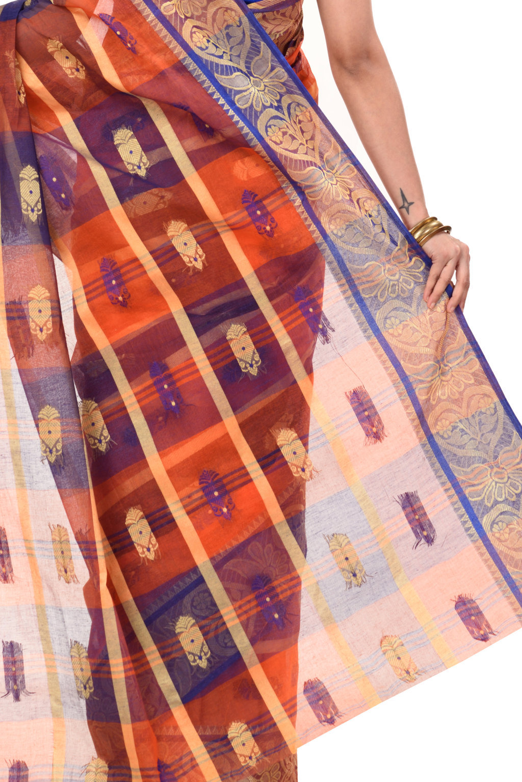 Red Pure Cotton Krishnakali_Ankit Tant Saree (768)